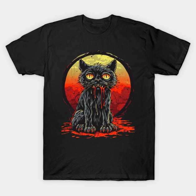 Creepy Cat Zombie T-Shirt by OscarVanHendrix